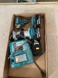 Box Lot, Makita 18 Volt Driver and Router with Charger and 3 Batteries