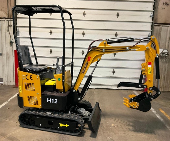 AGT Model H12 Mini Excavator with Blade, Digging Bucket, Mechanical Thumb, Auxilary Hyd. (36212)