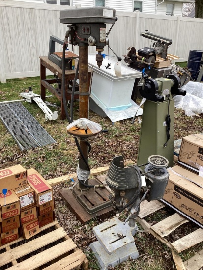 2 Drill Presses, 1 Penncraft Bench Top, 1Champion Model M-1602 C 8" Drill Press Hydraulic Powered