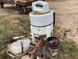 Pallet Lot, Old Pulleys, Ox Yoke, Spade, Cast Iron, Round Maytag Washing Machine