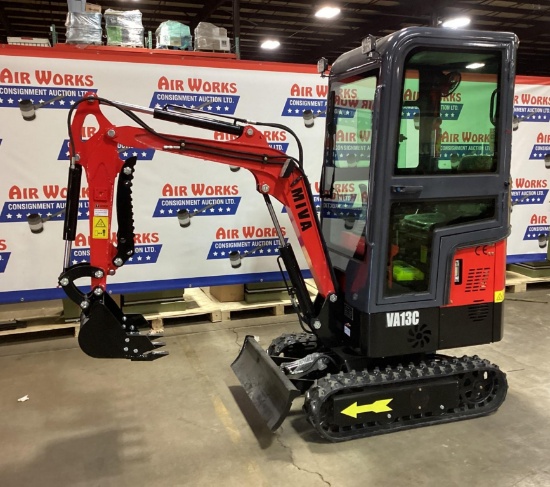 New Unused Miva Model VA13C Mini Excavator, 13.5 Hp Gas Engine, Manual Thumb, Auxiliary Hydraulics