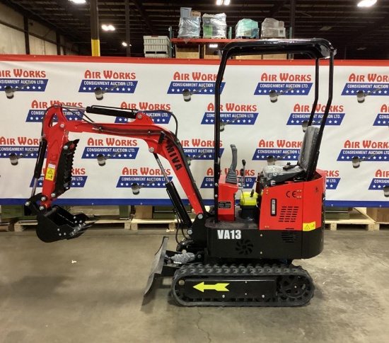 New Unused Miva Model VA13 Mini Excavator, Manaul Thumb, Auxiliary Hydraulics