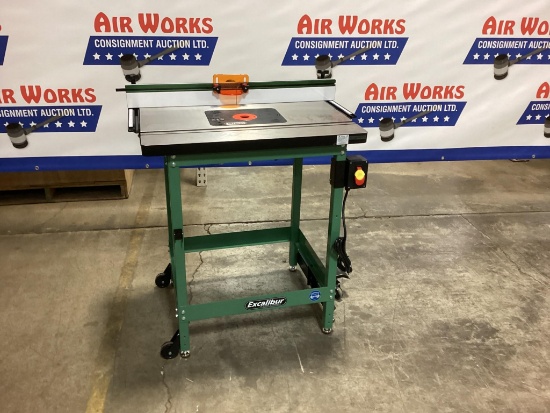 New Unused Excalibur Floor Model Router Table with Heavy-Duty Cast-Iron Top, Router Lift and Fence