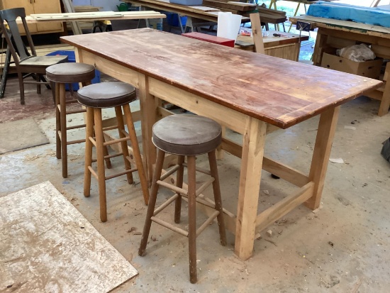 33" X 84" Workbench with 3 Bar Stools