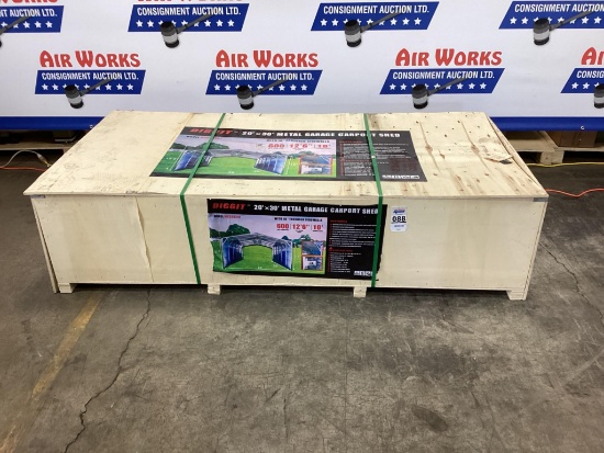 (Inv.10) New Unused Diggit 20' x 30' Model MSC2030F Metal Garage Carport with Enclosed Side Walls