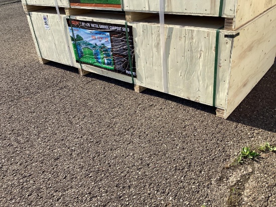 (Inv.167) New Unused Diggit 20' x 30' Model MSC2030F Metal Garage Carport with Enclosed Side Walls