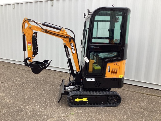 (Inv4A) New Unused Miva Model VA13C Mini Excavator With Aux. Hyd, Manual Thumb, 16" Digging Bucket