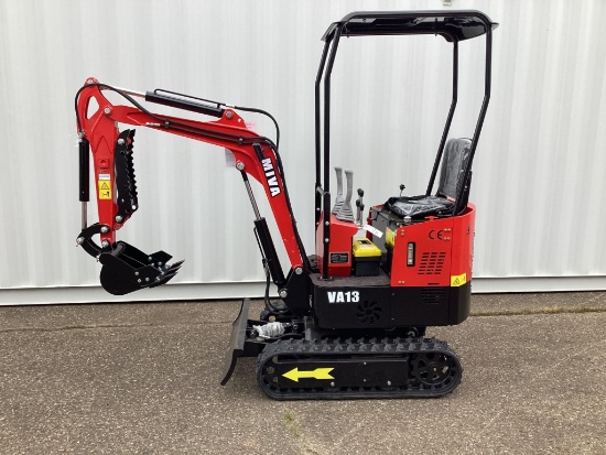 (Inv4B) New Unused Miva Model VA13 Mini Excavator, Aux. Hyd, 16" Digging Bucket, Back Fill Blade
