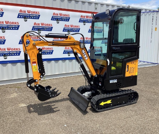 (Inv.50A) New Unused Miva Model VA13C Mini Excavator with Aux. Hyd, Manual Thumb, 16" Digging Bucket