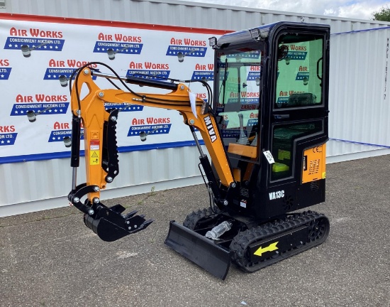 (Inv.50B) New Unused Miva Model VA13C Mini Excavator with Aux. Hyd, Manual Thumb, 16" Digging Bucket