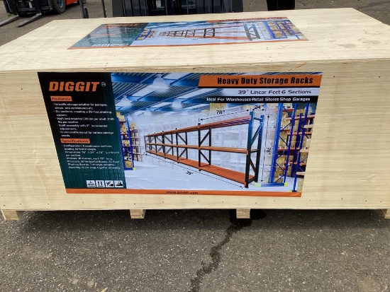 (Inv.82) New Unused Diggit Heavy Duty Storage Rack, 39 Linear Ft. x 78" High x 24" Deep