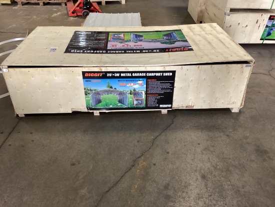 (Inv.89) New Unused Diggit 20' x 30' Model MSC2030F Metal Garage Carport with Enclosed Side Walls