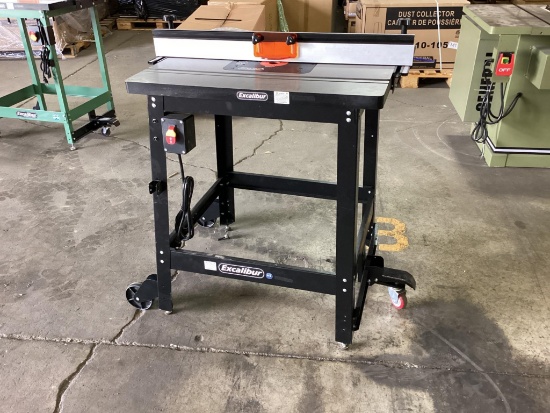 (Inv.127) New Unused Excalibur Router Table with Cast Iron Top, Fence and Router Lift