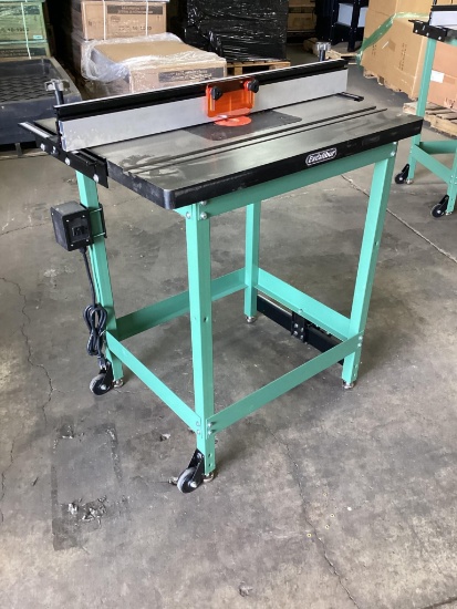 (Inv.129) New Unused Excalibur Router Table with Cast Iron Top, Fence and Router Lift