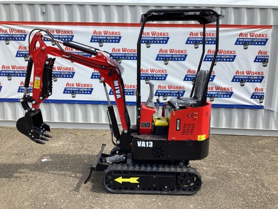 New Unused Miva Model VA13 Mini Excavator, Aux. Hydraulics, 13.5 Hp Gas Engine