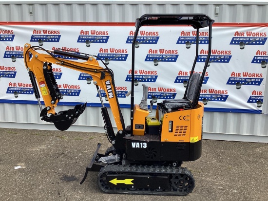 New Unused Miva Model VA13 Mini Excavator, Aux. Hydraulics, 13.5 Hp Gas Engine