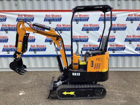 New Unused Miva Model VA13 Mini Excavator, Aux. Hydraulics, 13.5 Hp Gas Engine