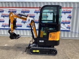 New Unused Miva Model VA13C Mini Excavator, Enclosed Cab, Aux. Hydraulics, 13.5 Hp Gas Engine