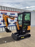 New Unused Miva Model VA13C Mini Excavator, Enclosed Cab, Aux. Hydraulics, 13.5 Hp Gas Engine
