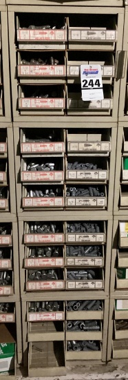 4 Unit Hillman Hardware Bolt Display with Contents, Filled With Various Sizes of Lag Bolts