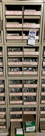 4 Unit Hillman Hardware Bolt Display with Contents, Filled With Various Sizes of Lag Bolts