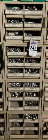 4 Unit Hillman Hardware Bolt Display with Contents, Filled With Various Sizes Carriage Bolts