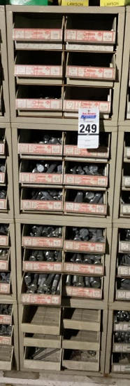 4 Unit Hillman Hardware Bolt Display with Contents, Filled With Various Sizes of Hex Head Bolts