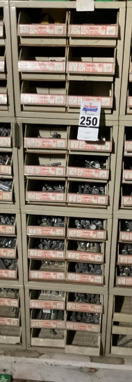 4 Unit Hillman Hardware Bolt Display with Contents, Filled With Various Sizes of Hex Head Bolts