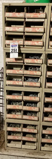 4 Unit Hillman Hardware Bolt Display with Contents, Filled With Various Sizes of Hex Head Bolts