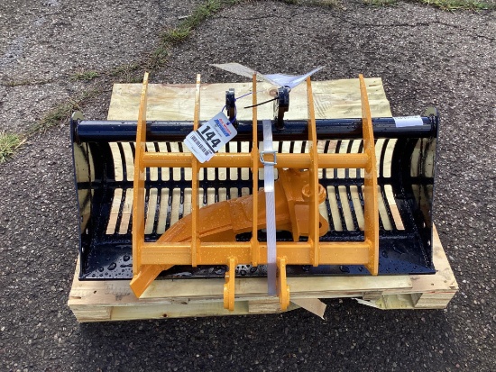 New Unused 3 Pc Mini Excavator Set, 32" sand Bucket, Rake, Ripper