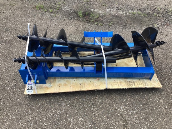 New Unused GIYI Hydraulic Auger Skid Loader Attachment with 3 Auger Bits