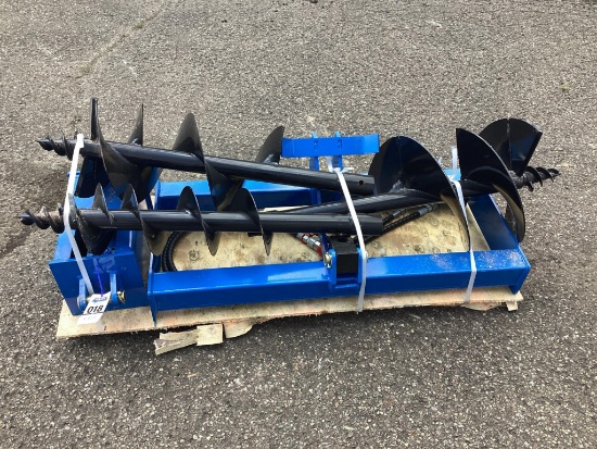 New Unused GIYI Hydraulic Auger Skid Loader Attachment with 3 Auger Bits