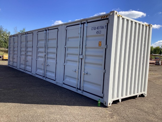 New 1 Trip 40' High Cube Multi Door Shipping Container, 4 Side Opening Doors 1 End Door