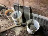 Brass Radiator and 3 Buckets with Brass Fittings, Valves and Other Pipe Fittngs