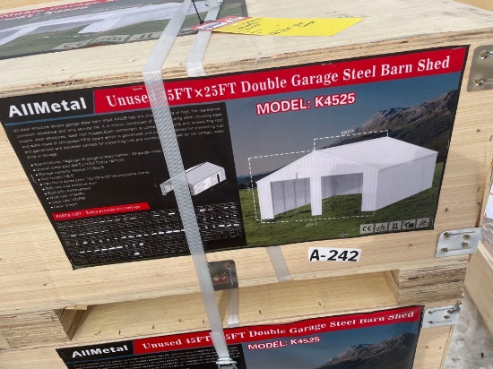 New Unused All Metal K4525 Steel Double Garage, 25 x 45