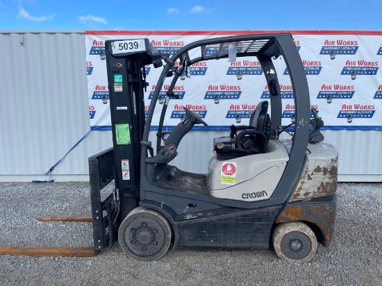 2018 Crown Forklift Mo. C5-1000-50 18,399hrs, SN 10113325, 5000# lift, 3stg mast LPgas