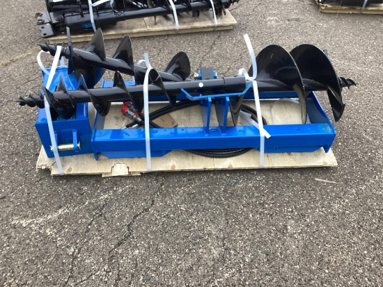 (Inv.52066) 2024 GIYI Hydraulic Auger Skid Loader Attachment Set, Includes 8", 12" and 16" Augers
