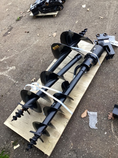 (Inv.52052) 2024 MIVA Mini Excavator Auger Attachment Set, Includes 8", 12" and 16" Auger Bits