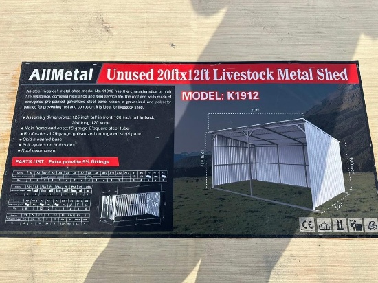 Unused 20ftx12ft Livestock Metal Shed