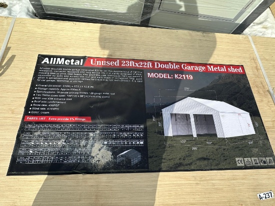 Unused 23ftx22ft Double Garage Metal shed