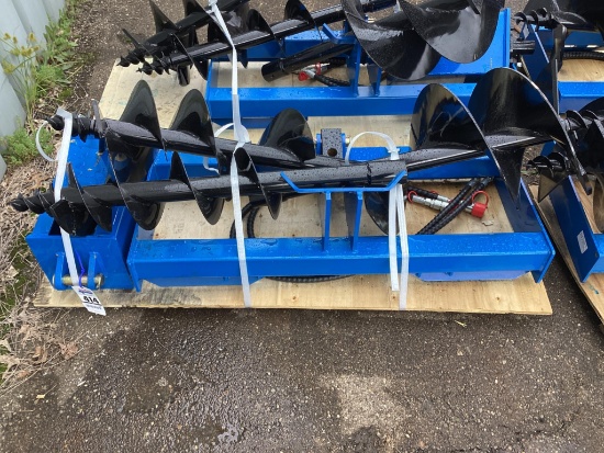 New Unused GiYi Hydraulic Auger Skid Loader Attachment Set, 8",12" and 16" Auger Bits