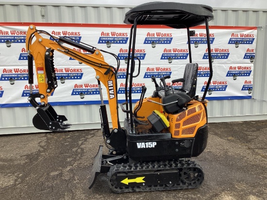 New Unused MIVA Model VA15P Mini Excavator, 16" Bucket, Dozer Blade, Joystick Controls, Aux. Hyd.