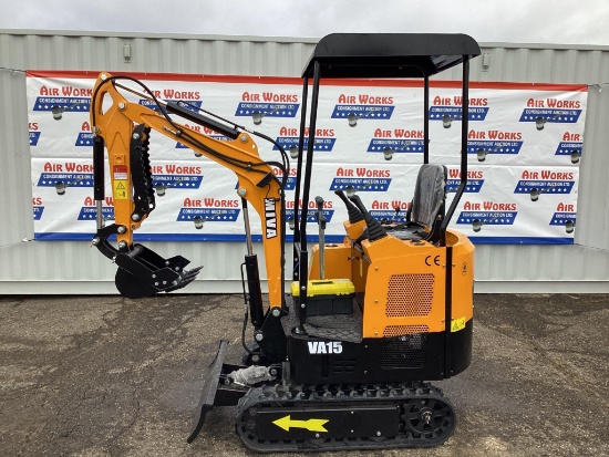 New Unused MIVA Model VA15 Mini Excavator, 16" Bucket, Dozer Blade, Joystick Controls, Aux. Hyd.