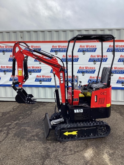 New Unused MIVA Model VA13 Mini Excavator, 13.5 Hp Gas Engine, Dozer Blade, Aux, Hydraulics