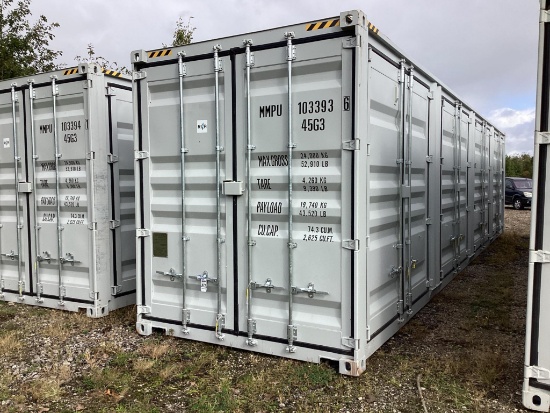 New 1 Trip 40' High Cube Multi Door Shipping Container, 1 Rear Door, 4 Side Doors