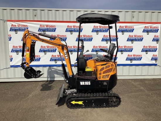 New Unused MIVA Model VA16S Mini Excavator, 13.5 Hp Gas Engine, Dozer Blade, 16" Bucket, Aux Hyd.