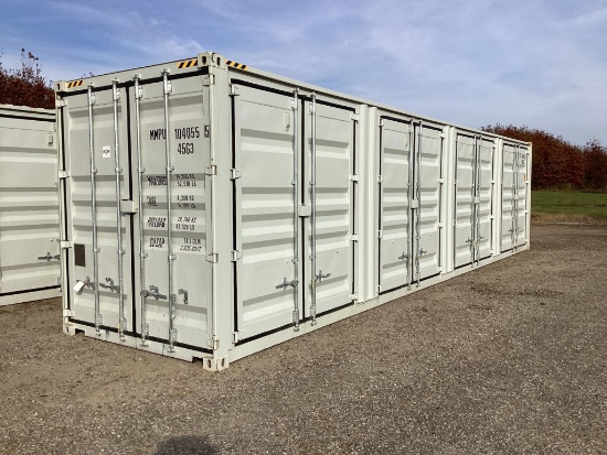 New 1 Trip CTN High Cube Multi Door 40' Shipping Container, 4 Side Doors, 1 End Door