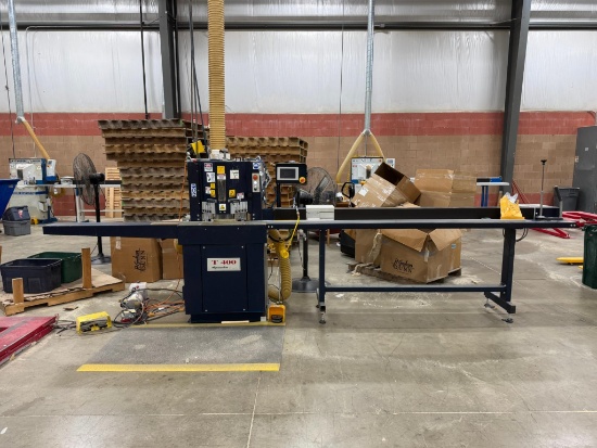 Alfa Machine 81726000 Double Bevel Saw With Infeed - Outfeed 220 Volt 3 ph SN 430.16.032