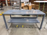 Metal Work Table with Casters 30''x6' .