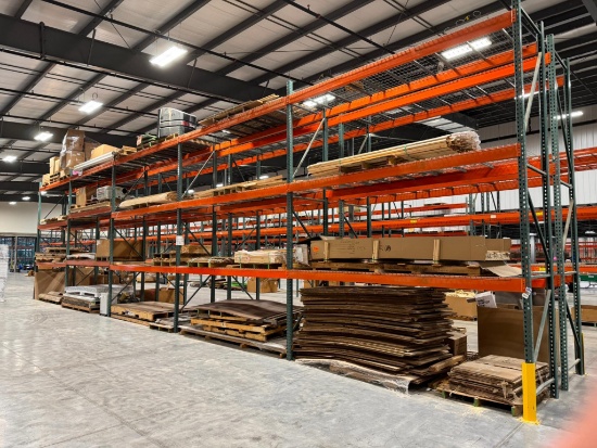 5 Sections Pallet Racking 42" x 12' Beams x 16' High, Wire Tear Drop Decking
